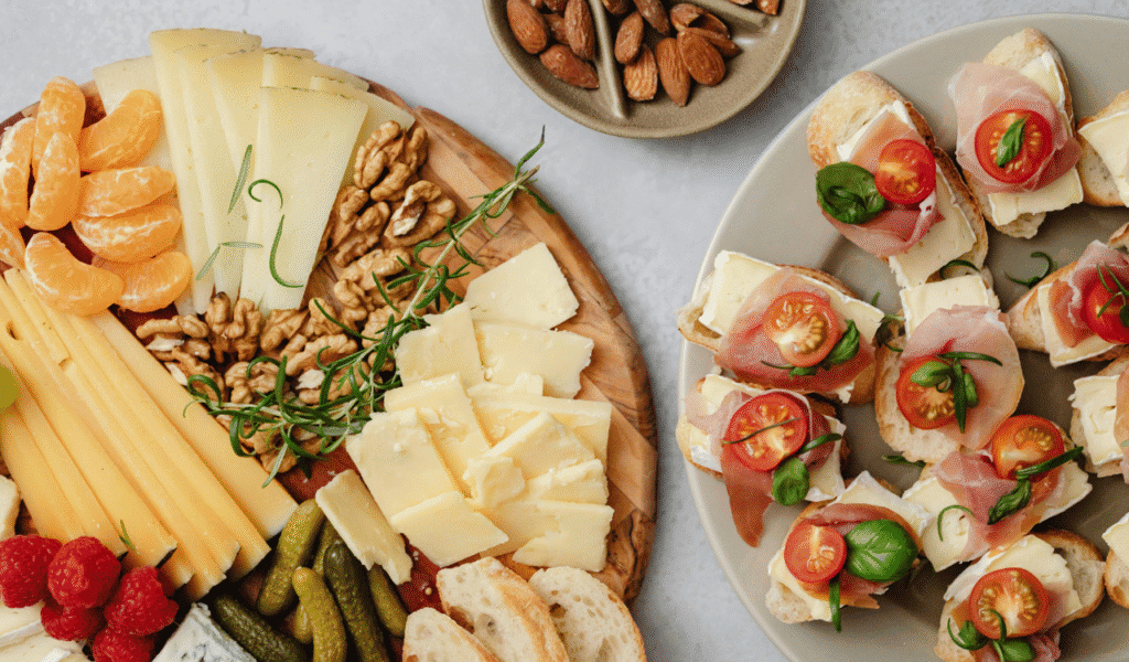 Soft Artisanal Cheeses and Seedless Grapes